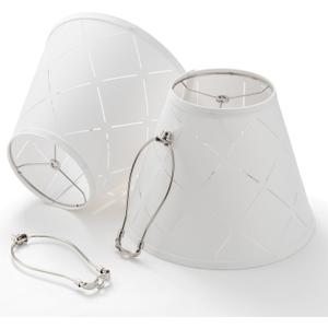 Lamp Shades Set of 2, 7 x 13 x 10 inch (Large Size), White Lamp Shade with Cut-out Stripe Design, Spider Lampshade with 8 inch Harp for Table and Floor Lamp, Modern White Lamp Cover, Assembly Required