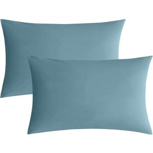JELLYMONI Pillowcases Standard Set of 2 Cotton Envelope Pillow Covers Grayish Blue 2026in Bed Pillow Case 100% Washed Cotton Soft Breathable (Pillows are not Included)