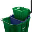 Carlisle FoodService Products Omnifit Mop Bucket with Side Press Wringer and Soiled Water Insert for Floor Cleaning, Kitchens, Restaurants, And Janitorial Use, Polypropylene (Pp), 35 Quarts, Green