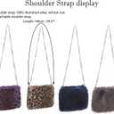 FHQHTH Faux Fox Fur Purse Fuzzy Handbags for Women Evening Handbags Al alloy Shoulder Strap (Pink With Brown Tips)