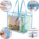 Clear Vinyl Zippered Storage Bags (3-Pack) 40L Sturdy Storage Bags for Sweaters, Blankets, Comforters, Bedding Sets and Much More! (Light Blue, 18x15x9)