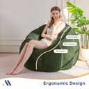 MAXYOYO Giant Bean Bag Chair, Pumpkin-Shaped Bean Bag Sofa, Oversized Boneless Couch Sofa in a Box, Comfy and Lazy Lounge Chair for Dorm, Living Room, Green