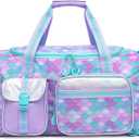 Mermaid Kids Duffle Bag Girls Gym Bag for Girls Kids Travel Dance Bags for Girl Overnight Weekender Bags for Kid with Shoe Compartment (Love Purple Mermaid Blue)