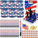 144 Pcs Patriotic Gift Bulk 36 American Flag Gift Bags 36 USA Wristbands 36 American Flag Ballpoint Pens 36 Patriotic Brooches Memorial Day Gifts for Independence Day Party Favors