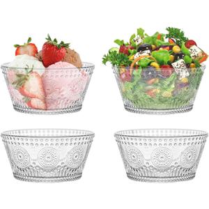 Vintage glass dessert bowl, ice cream bowl, 13oz glass bowl for small dipping bowls Set of 4, ice cream, sundaes, oatmeal, small fruit salad