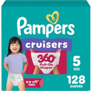 Pampers Diapers - Cruisers 360 - Size 5, 128 Count, Babyproof up to 100% Leakproof Pull-On Diaper