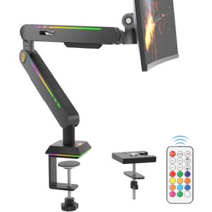 Monitor Stand Arm, Dynamics Touch Function, RGB Single Monitor Stand ArmFits 17-32" Screens,Support up to 19.84 lbs,Adjustable Desk Mount,Gas Spring Clamp Monitor Arm,Quick Release Plate