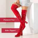 girgod Thigh High Boots for Women Sexy Pointed Toe Over The Knee Boots Cosplay Dance Party Patent Leather Chunky Heels GOGO Knee High Boots, 8