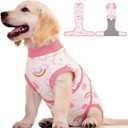 Kuoser Dog Surgery Recovery Suit, Soft Breathable Dog Recovery Suit for Female Spay Male Nueuter, Anti Licking Puppy Onesie Pet Surgical Suit for Dogs Abdominal Wounds Skin Disease, Rainbow XS