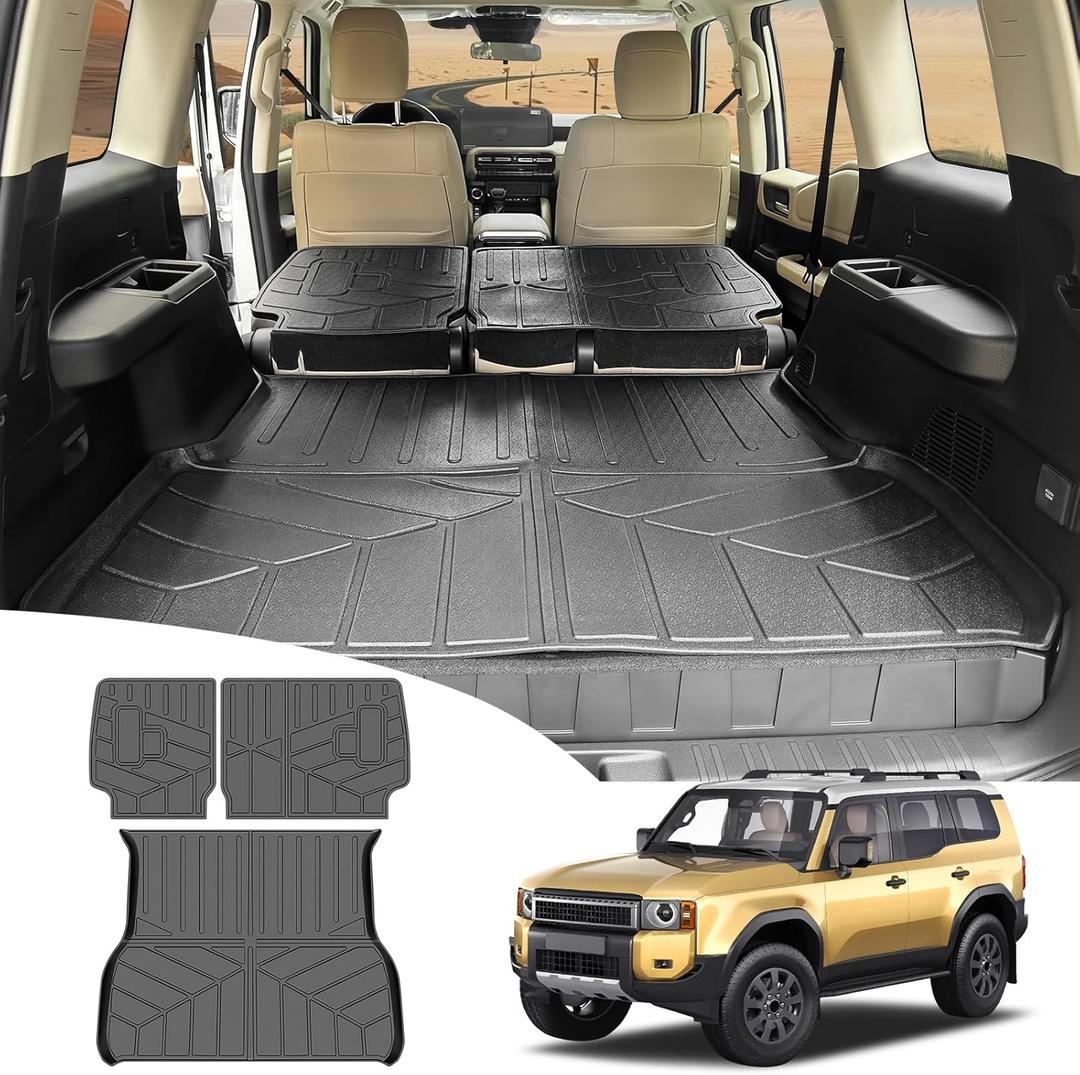 Trunk Mat & Backrest Mat for 2024 2025 Toyota Land Cruiser Prado 250 LC250 5 Seat Cargo Mats All Weather Rear Seat Back Cargo Liners for 24-25 Toyota Land Cruiser 250 Accessories