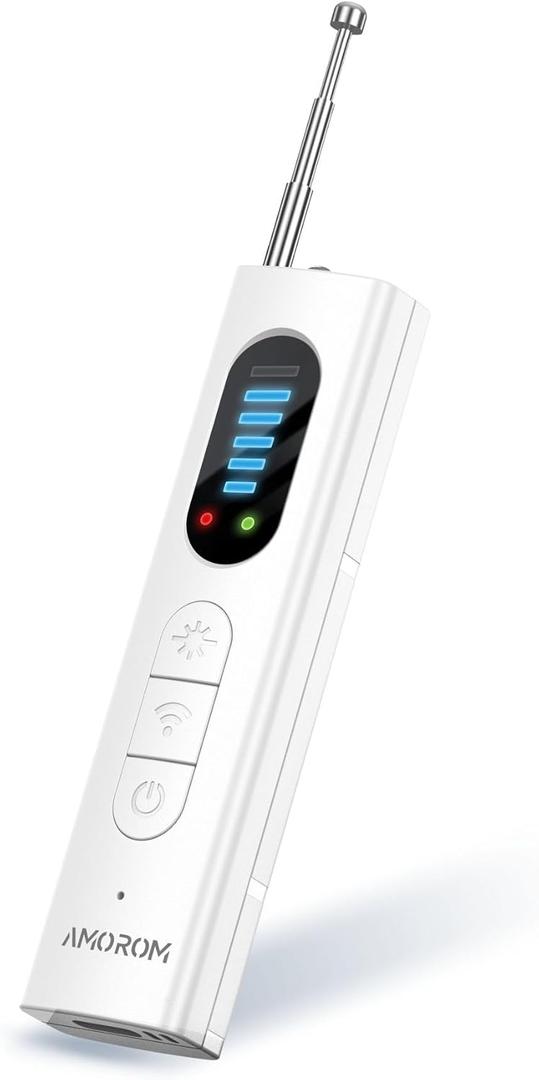 5 in 1 Hidden Camera Detectors, GPS Tracker Finder with 5 Modes, 5 Sensitivity Levels, Flashlight, Anti-Theft, Spy Camera Finder for Travel/Hotel/Car/Bathroom, White