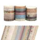 Abeillo 20 Rolls Vintage Washi Tape, 9.8ft Long/Roll Neutral Washi Tapes Set, Adhesive Masking Tape for Scrapbooking Supplies, Planners, DIY Crafts and Gift Wrapping