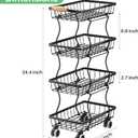 SAYZH Fruit Basket Kitchen Pantry Organizers and Storage - 4 Tier Stackable Metal Wire Basket Stand for Fruit Vegetable Snacks Jars Bins Containers Organization(Black, 4 Tiers)