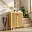 Bamboo Shoe Storage Cabinet for Entryway with Doors, Hidden Shoe Organizer