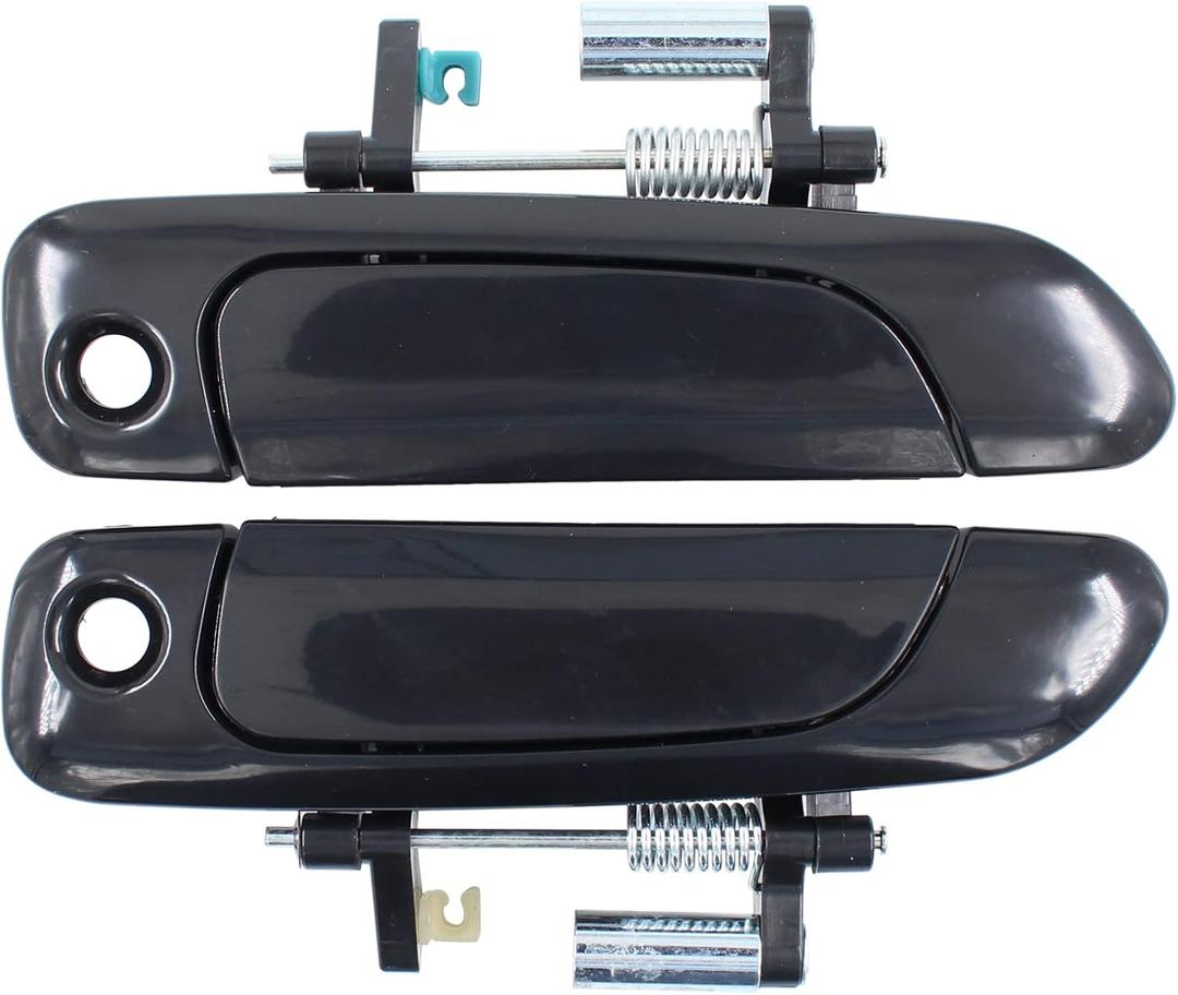 NewYall Black Pair Front Exterior Door Handle for Honda Civic 2001-2005 Left Driver and Right Passenger Side with Passenger Side Keyhole