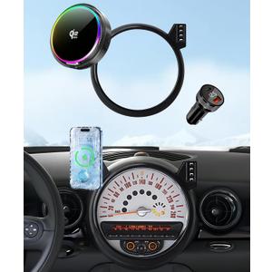 Qi2.2 25W Magnetic Car Mount Charger for BMW MINI Cooper 2007 2008 2009 2010 2011 2012 2013 Accessories, for Fast Charging Cell Phone Holder Fixed Clip with Cooling Fan＆54W Fast Adapter