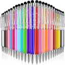 HESTYA 26 Pcs Crystal Stylus Ballpoint Pens for Capacitive Stylus 2-in-1 Glitter Sparkle Diamond Bling Gem Writing Pens Slim Black Ink Ballpoint for Touch Screens Office Stationery Home(Cold Colors)