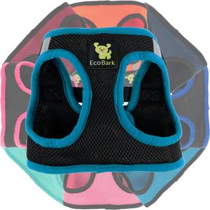 EcoBark Step in Dog Harness Reflective Soft Ultra Padded Mesh Dog Harnesses for  Medium size Dogs Eco-Friendly Comfort Secure Halter No Pull Adjustable Pet Vest (Medium-11 to 17 lbs-Chest Up to 16 in (Pack of 1), Black and Teal Trim).