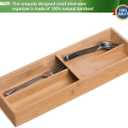 guiogc Bamboo Silverware Drawer Organizer, Kitchen Small Silverware Organizer, Utensil Tray Holder, Cutlery Tray for Spoons, Forks, Knives, Suitable for a family of 2-4