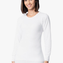 2 PCs Indera Women's Traditional Long Johns Thermal Long-Sleeve Crew Top XL White