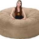 Giant Bean Bag Chair Cover(No Filler),Oversized Round Soft Fluffy PV Velvet Washable Lazy Sofa Bean Bag Bed Cover for Adults, Living Room Bedroom Furniture Outside Cover (Black, 5FT)