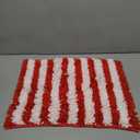 Dunzy Xmas Red and White Striped Bathroom Rug Chenille Bath Mat Candy Cane Area Rug Non Slip Microfiber Soft Washable Absorbent Floor Mat for Shower Bedroom Kitchen Decor (Red White,16 x 24 Inch)