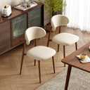 Upholstered Dining Chairs Set of 4 Mid-Century Modern Kitchen & Dining Room Chairs with PU Leather Seat and Backrest Ergonomic Sillas de Comedor(Walnut/Beige)
