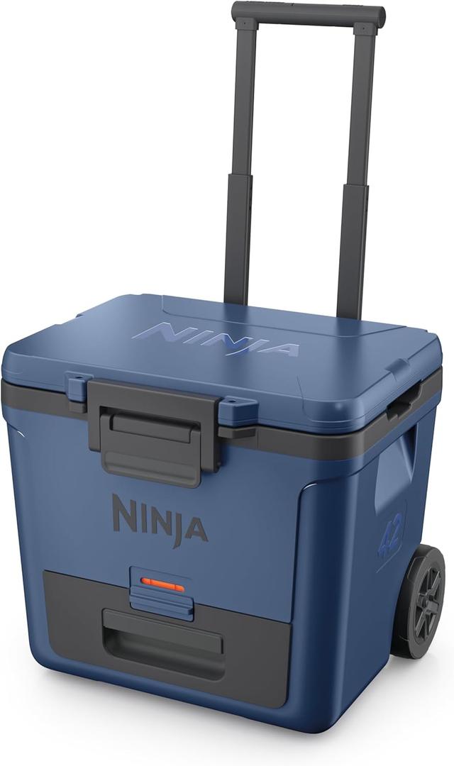 Ninja FrostVault 42qt Wheeled Cooler with Cold Dry Zone | Integrated Fridge-Temp Dry Storage Drawer | Premium Heavy-Duty Insulated Cooler | Keeps Ice Cold for Days | Lakeshore Blue | FB242BL