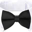 Segarty Black Bow Tie Dog Collar, Cute Tux Bowtie with Handcrafted Adjustable White Collar Formal Pet Cats Puppies Necktie for Small Boys Wedding/Birthday Gift