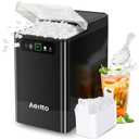 Aeitto Nugget Ice Maker Countertop, Pellet Ice Machine Soft Chewable Ice 40lbs/Day, One-Click Operation, Auto Self-Cleaning Crushed Ice Makers Stainless with Scoop for Home/Kitchen/Office (Black)