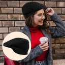 Women Winter Warm Knit Hat for Men Wool Snow Ski Caps with Visor Warm Fleece Lined Hat Soft Beanie Cap (Black)