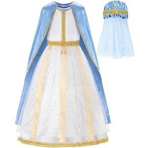 ReliBeauty Kids Virgin Mary Costume for Girls with Cape and Headpiece, S