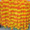 5 PC - 4.5 feet Marigold Garland | Indian/American Wedding Party Mantle Decoration | Faux Garlands Wedding Garland | Diwali Decoration | Spring Bush Floral | (Yellow Orange)
