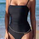 SUUKSESS Women Sexy One Piece Swimsuit Tummy Control Square Neck Bathing Suit (Black, L)