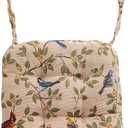 vctops Farmhouse Bird Print Chair Cushions with Ties U-Shaped Soft Comfortable Chair Pads Non Slip Seat Cushions for Indoor Dining Room and Kitchen Chairs (White,16"x16")