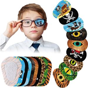 Panelee Adhesive Eye Patches for Kids Boys Bulk Halloween Pirate Toddler Eye Patch Breathable Material, Light Blocking Cotton Colorful and Fun Designs for Boys, 9 Styles(45 Pcs)