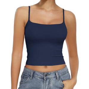 Avidlove Camisole Tank Tops for Women Square Neck Spaghetti Straps Double Lined Y2K Going Out Cami Top (X-Small, Navy)