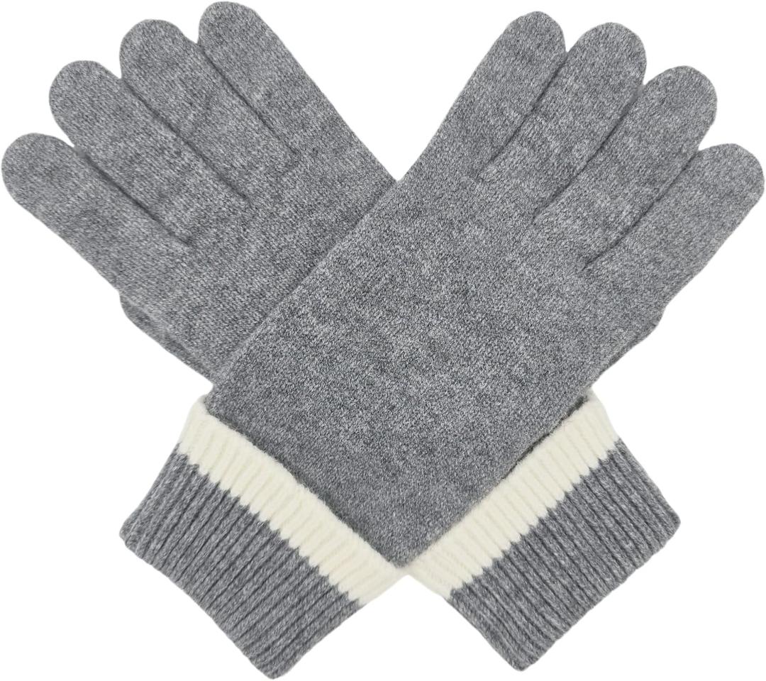 BRUCERIVER Men's Classic Knit Gloves Warm Ribbed Turnover Cuff Touchscreen function (Gray)