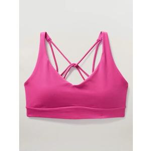 RUNNING GIRL Sports Bras for Women, Medium-High Impact Running Strappy Sports Bra with Removable Pads (Large, Pink)