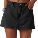 MakeMeChic Women's Jean Denim Skirt Shorts Y2k Mini Skirt Denim Skorts Streetwear (Black, Size: 29)