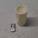 4" x 8" Waterproof Outdoor Flameless Candles with Remote and Timer, Battery Operated LED Flickering Plastic Pillar Candles for Lantern, Wedding, Porch, Ivory, Pack of 1