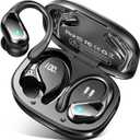 Wireless Earbud, 75Hrs Bluetooth 5.4 Headphones IP7 Waterproof for Sport, Running Wireless Earphones with ENC Noise Cancelling Mics, Deep Bass Over Ear bud with Earhooks for Android, iOS, Workout, Gym (Black)