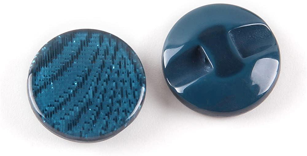10 Pcs Round Resin Buttons Striped Buttons for Overcoat Sewing Accessories (Blue, 21mm)