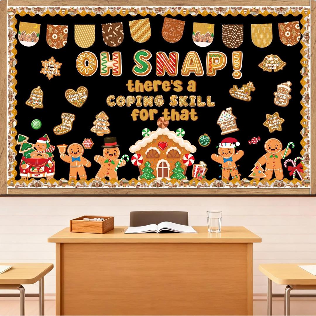 Christmas Bulletin Board Decorations - Christmas Gingerbread Classroom Decorations Set Gingerbread Man House Paper Cutouts Bulletin Board Decor School Office Wall Chalkboard Decor Supplies
