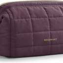 BAGSMART Makeup Bag Travel Toiletry Bag, Zipper Pouch, Burgundy Red | Wide-open, Puffy Padded, Travel Essentials, Make Up Bag, For Women, Makeup Organizer, Toiletries Accessories Brushes