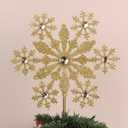 Christmas Tree Topper, hogardeck Gold Snowflake Tree Topper for Christmas Decor, Glittered Tree Toppers for Christmas Tree Decorations for Indoor Home