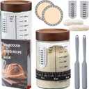 Sourdough Starter Kit,34oz Sourdough Starter Jar Glass with Sourdough Recipes Cookbook.Sourdough Bread Baking Supplies with Thermometer,Natural Wooden Lid, Anti-slip Mat,Sourdough Jar scraper (2 pack)