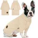 cyeollo Dog Sweater Turtleneck Knitted Sweaters with Long Sleeves Winter Dog Clothes Sweaters for Small Dogs Beige (Large)