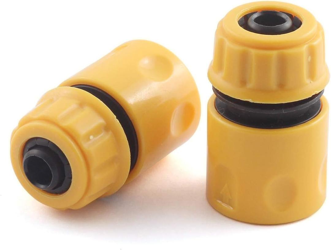 2pcs 1/2 Inch Garden Hose Repair Kit Yellow ABS Plastic Quick Connect Raw Hose Connector