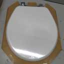 Mayfair Bennett Toilet Seat with Chrome Hinges, Slow Close Wood Seat, Secure Metal Hinges, Easy Install, Made in USA, Round, White